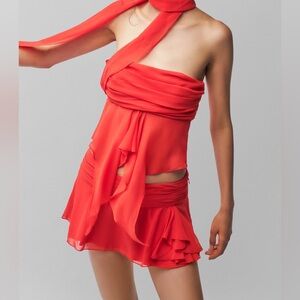 Danielle Guizio Chiffon Slit Mini Skirt Size Small